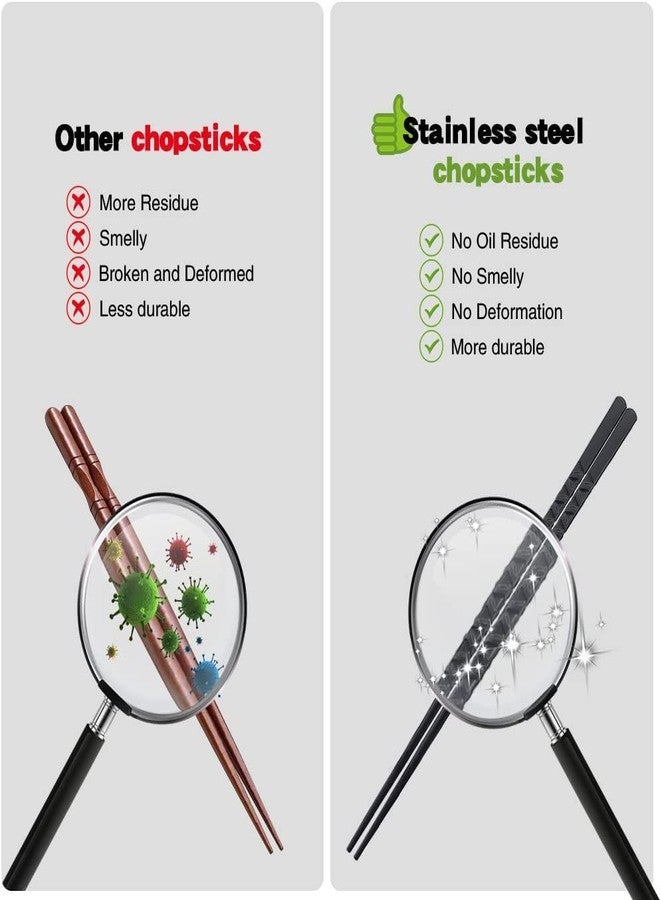 RIANZ Fiberglass Reusable Non-Slip Chopsticks for Sushi, Noodles, Fried Rice Non-Slip 24 cm - Black (Pack of 2 Pair) - Image 5